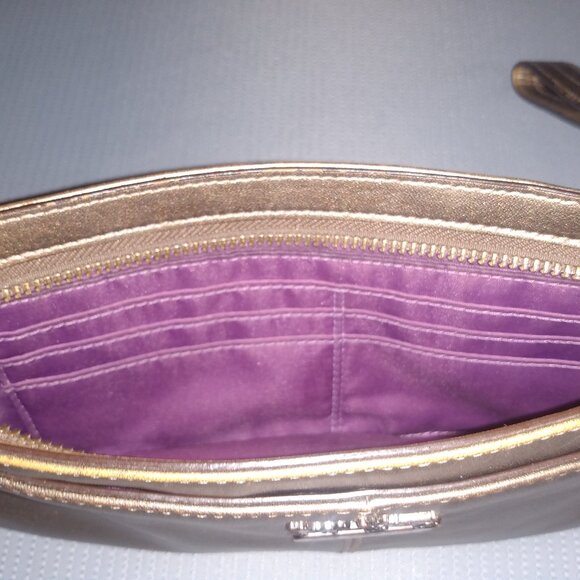 Coach Gold Metallic Leather Clutch Wristlet - Picture 8 of 11